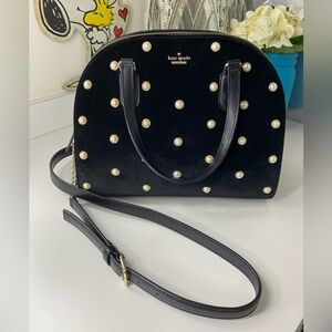 Kate Spade Velvety Pearl-Studded Reiley Laurel Way Dome Crossbody Satchel